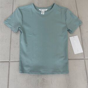 Athleta Signature Ribbed Cropped Teal T-Shirt